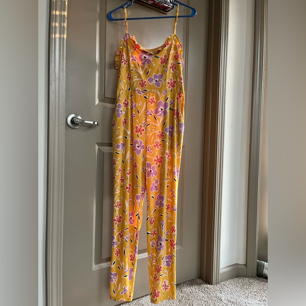BCBGeneration Floral-Print Smocked Back Jumpsuit